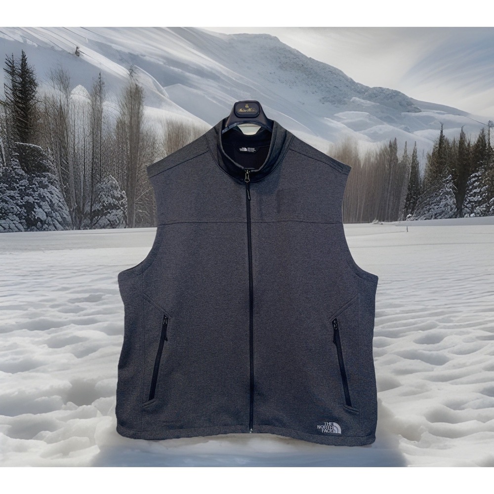 The North Face Windwall Vest Men 3XL Gray Heather Full Zip Pockets Hiking Preppy